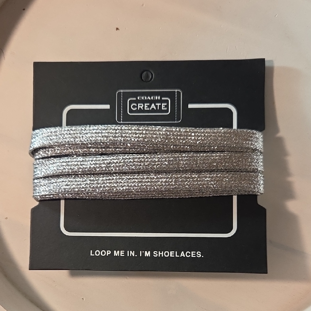 Coach Metallic Silver Shoelaces